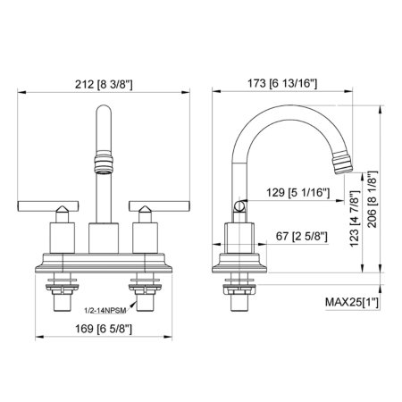 (image for) PELICAN PL-8330 Three Hole Bathroom Faucet - Brushed Nickel