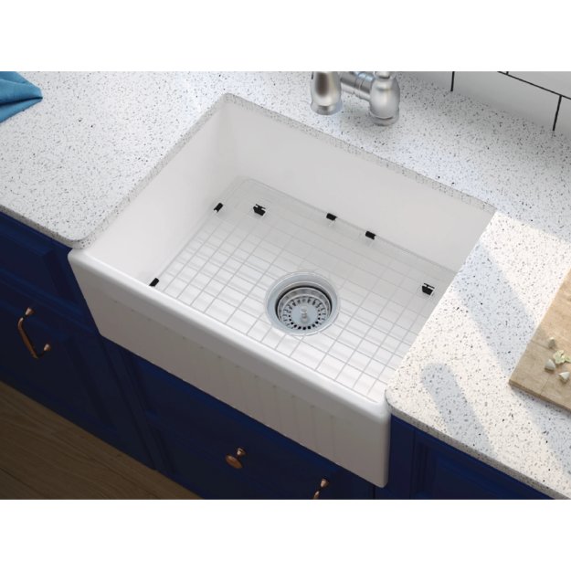 (image for) PELICAN PL-FC2418SB Reversible Farmhouse Fireclay Sink - 24" x 18" x 10"