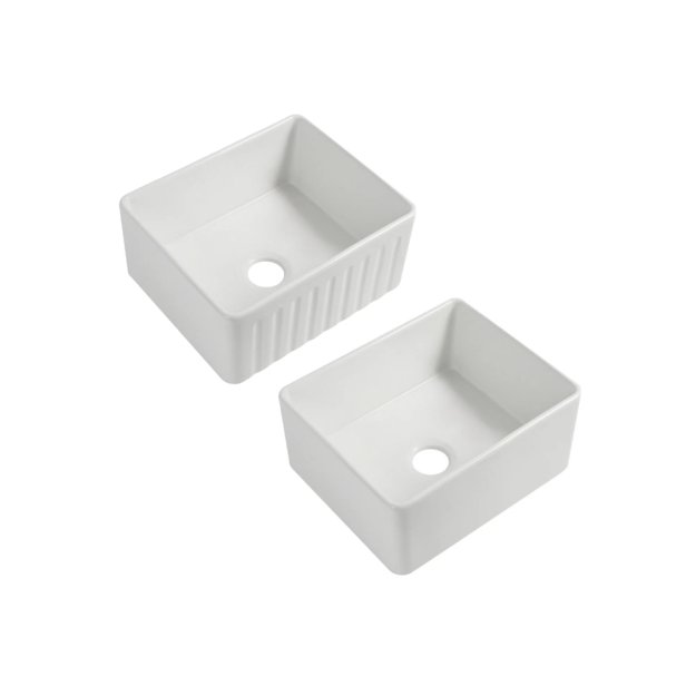 (image for) PELICAN PL-FC2418SB Reversible Farmhouse Fireclay Sink - 24" x 18" x 10"