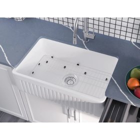 PELICAN PL-FC3018SB Reversible Farmhouse Fireclay Sink - 30" x 18" x 10"