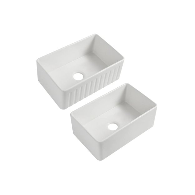 (image for) PELICAN PL-FC3018SB Reversible Farmhouse Fireclay Sink - 30" x 18" x 10"