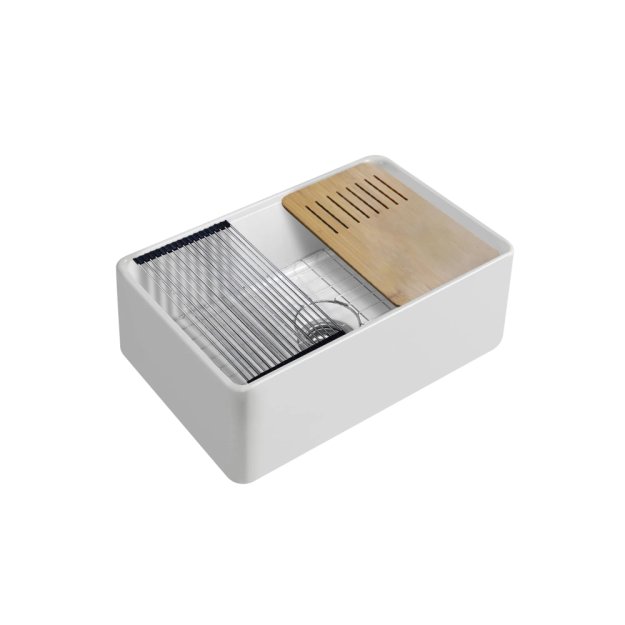 (image for) PELICAN PL-FC3020WS Workstation Style Farmhouse Fireclay Sink - 30" x 20" x 10"