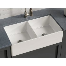 PELICAN PL-FC3318DB Reversible Farmhouse Fireclay Sink - 33" x 18" x 10"
