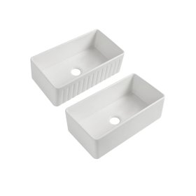 PELICAN PL-FC3318DB Reversible Farmhouse Fireclay Sink - 33" x 18" x 10"