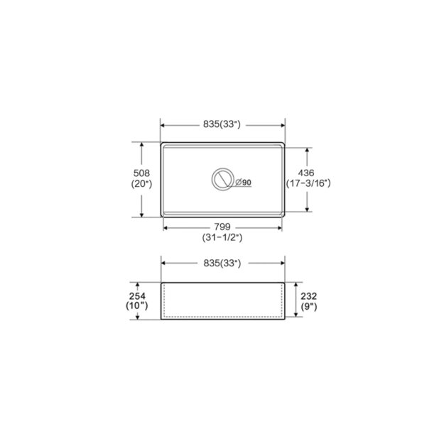 (image for) PELICAN PL-FC3320WS Workstation Style Farmhouse Fireclay Sink - 33" x 20" x 10"