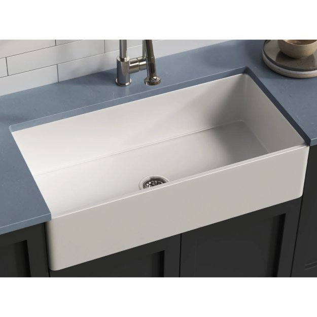 (image for) PELICAN PL-FC3620SB Reversible Farmhouse Fireclay Sink - 36" x 20" x 10"