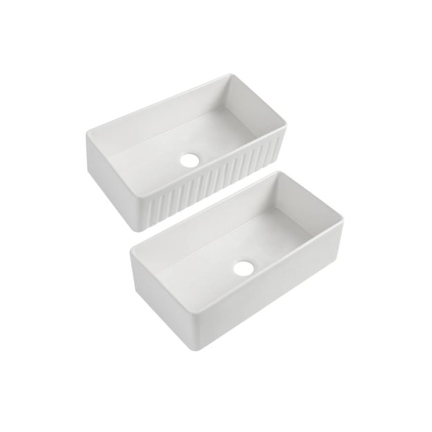 (image for) PELICAN PL-FC3620SB Reversible Farmhouse Fireclay Sink - 36" x 20" x 10"