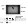 (image for) PELICAN PL-GMB108 R15 16g Handmade Stainless Steel Undermount Kitchen Sink 23" x 18" x 10" w/ Micro Radius Corners - Gunmetal Black
