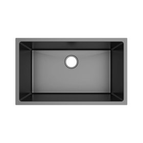 PELICAN PL-GMB109 R15 16g Handmade Stainless Steel Undermount Kitchen Sink 30" x 18" x 10" w/ Micro Radius Corners - Gunmetal Black