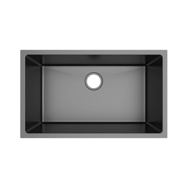 (image for) PELICAN PL-GMB109 R15 16g Handmade Stainless Steel Undermount Kitchen Sink 30" x 18" x 10" w/ Micro Radius Corners - Gunmetal Black
