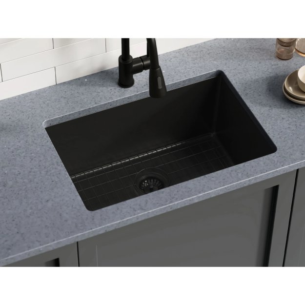 (image for) PELICAN PL-GMB111 R15 16g Handmade Stainless Steel Undermount Kitchen Sink 27" x 18" x 10" w/ Micro Radius Corners - Gunmetal Black