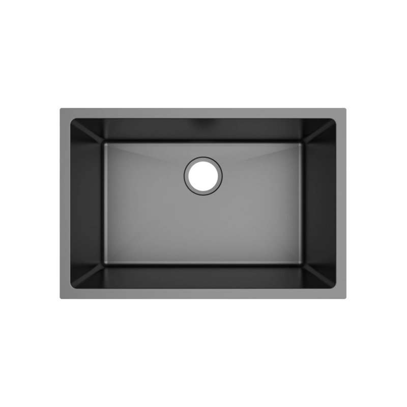 PELICAN PL-GMB111 R15 16g Handmade Stainless Steel Undermount Kitchen Sink 27\" x 18\" x 10\" w/ Micro Radius Corners - Gunmetal Black