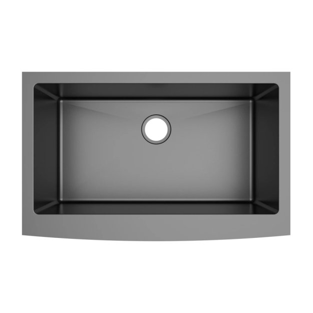 (image for) PELICAN PL-GMB122 R15 16g Handmade Stainless Steel Undermount Kitchen Sink 32 7/8" x 20 3/4" x 10" w/ Micro Radius Corners - Gunmetal Black