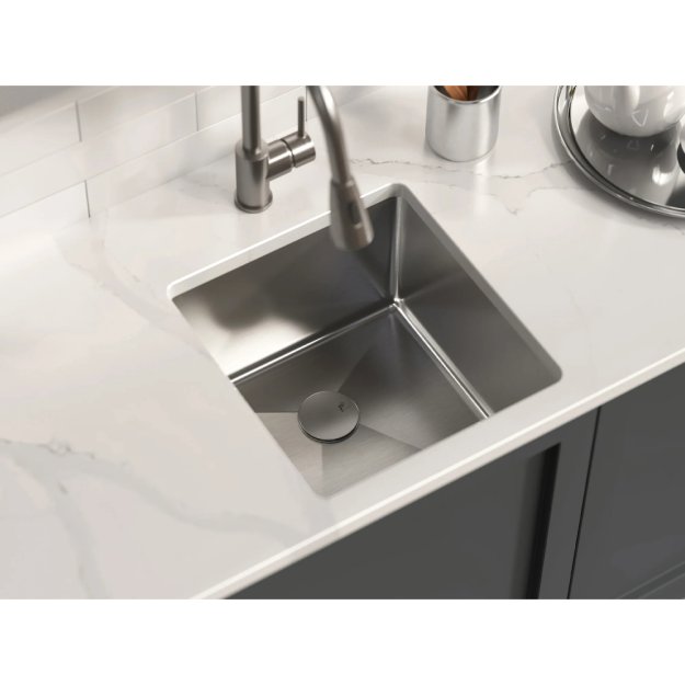 (image for) PELICAN PL-HA104 R15 16G Handmade 16 Gauge Stainless Steel Undermount Kitchen Sink 17" x 18" x 10'' w/ Micro Radius Corners