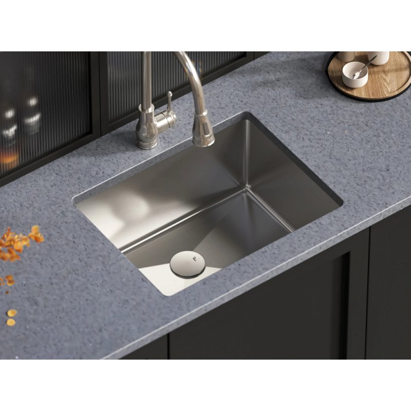 (image for) PELICAN PL-HA108 R15 16G Handmade 16 Gauge Stainless Steel Undermount Kitchen Sink 23" x 18" x 10'' w/ Micro Radius Corners