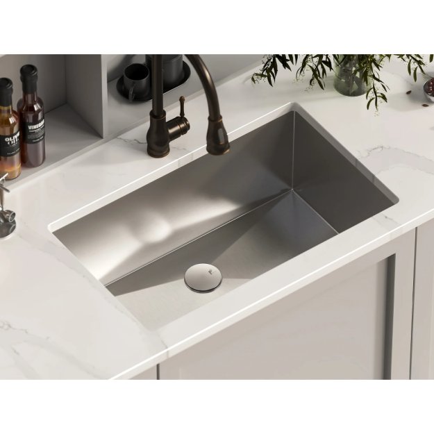 (image for) PELICAN PL-HA109 R0 16G Handmade 16 Gauge Stainless Steel Undermount Kitchen Sink 30" x 18" x 10'' w/ Zero Radius Corners
