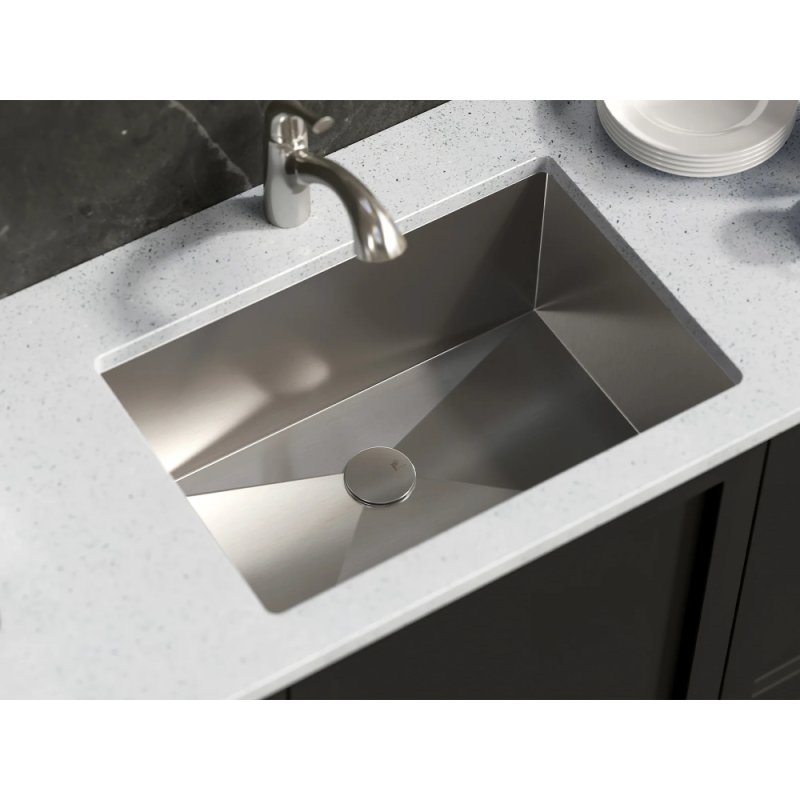 (image for) PELICAN PL-HA111 R0 16G Handmade 16 Gauge Stainless Steel Undermount Kitchen Sink 27" x 18 x 10'' w/ Zero Radius Corners