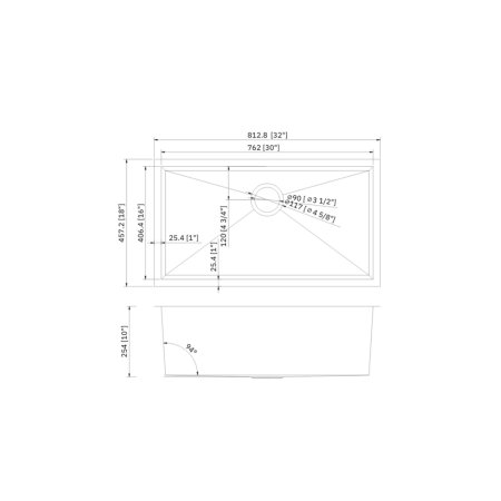 (image for) PELICAN PL-HA115 R0 16G Handmade 16 Gauge Stainless Steel Undermount Kitchen Sink 32" x 18" x 10'' w/ Zero Radius Corners