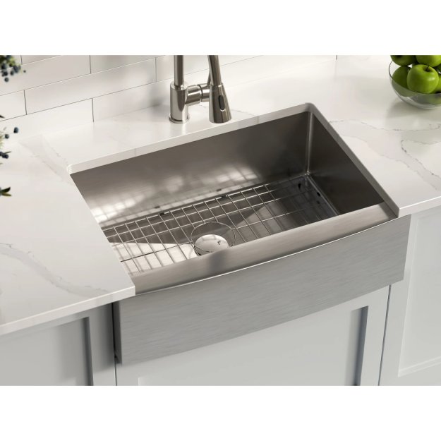 (image for) PELICAN PL-HA118 R15 16G Handmade 16 Gauge Stainless Steel Apron Front Kitchen Sink 30" x 21" x 10'' w/ Micro Radius Corners