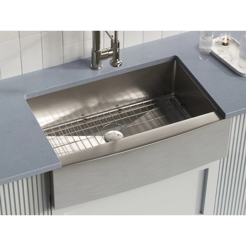 (image for) PELICAN PL-HA122 R15 16G Handmade 16 Gauge Stainless Steel Apron Front Kitchen Sink 32 7/8" x 20 3/4" x 10'' w/ Micro Radius Corners