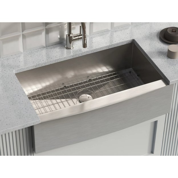 (image for) PELICAN PL-HA124 R0 16G Handmade 16 Gauge Stainless Steel Apron Front Kitchen Sink 35 7/8" x 20 3/4" x 10'' w/ Zero Radius Corners