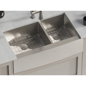 PELICAN PL-HA125 R0 16G Handmade 16 Gauge Stainless Steel Apron Front Kitchen Sink 35 7/8" x 20 3/4" x 10'' w/ Zero Radius Corners