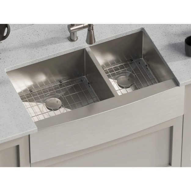 (image for) PELICAN PL-HA125 R0 16G Handmade 16 Gauge Stainless Steel Apron Front Kitchen Sink 35 7/8" x 20 3/4" x 10'' w/ Zero Radius Corners