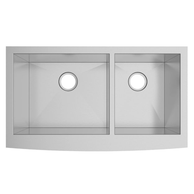 (image for) PELICAN PL-HA125 R0 16G Handmade 16 Gauge Stainless Steel Apron Front Kitchen Sink 35 7/8" x 20 3/4" x 10'' w/ Zero Radius Corners