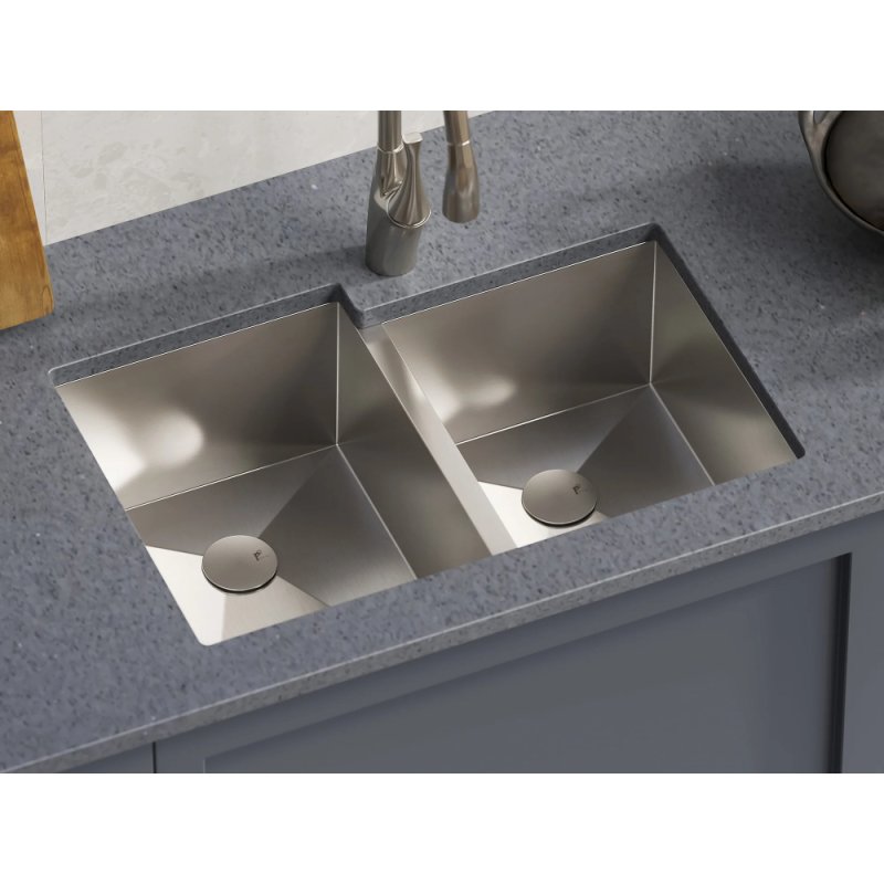 (image for) PELICAN PL-HA126 R0 16G Handmade 16 Gauge Stainless Steel Undermount Kitchen Sink 31 1/4" x 20 1/2" x 10'' w/ Zero Radius Corners