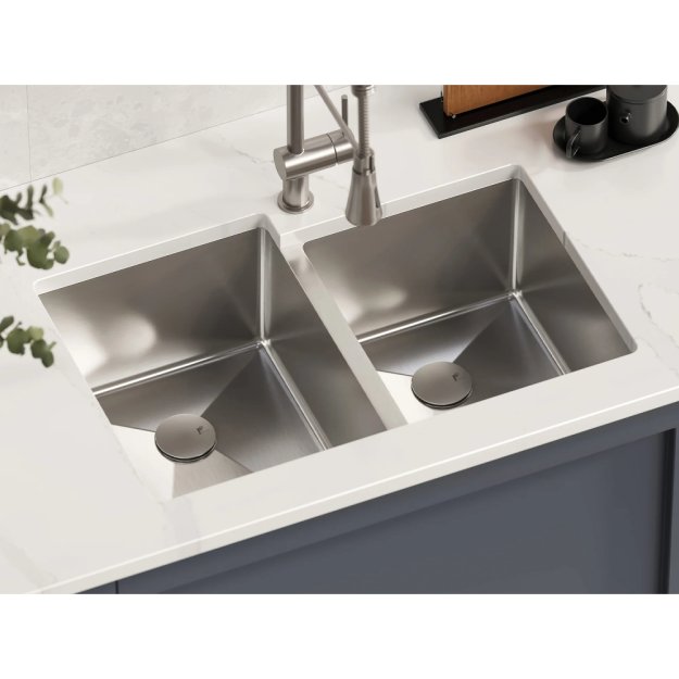 (image for) PELICAN PL-HA126 R15 16G Handmade 16 Gauge Stainless Steel Undermount Kitchen Sink 31 1/4" x 20 1/2" x 10'' w/ Micro Radius Corners