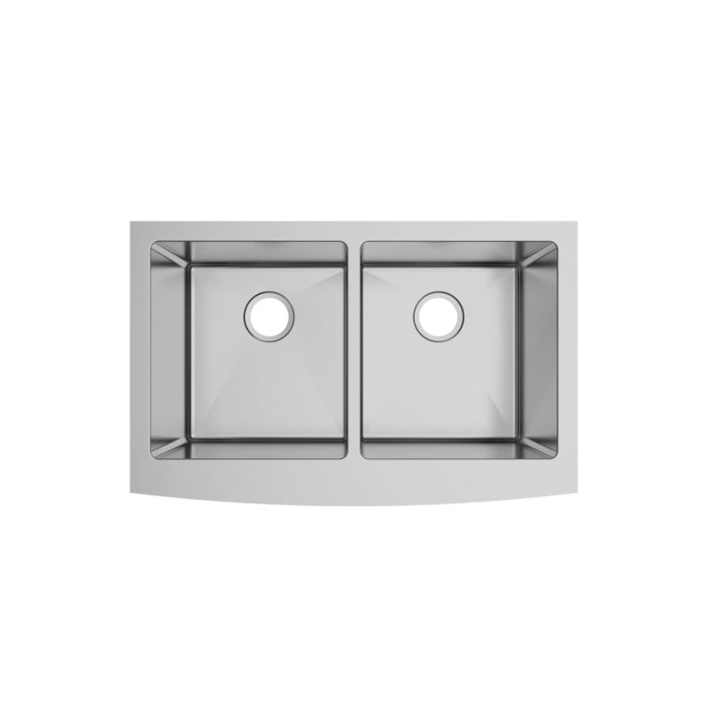 PELICAN PL-HA128 R15 16G Handmade 16 Gauge Stainless Steel Apron Front Kitchen Sink 33\" x 21\" x 10\'\' w/ Micro Radius Corners