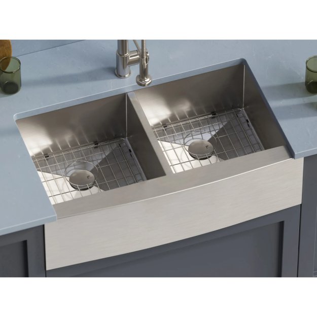 (image for) PELICAN PL-HA130 R0 16G Handmade 16 Gauge Stainless Steel Apron Front Kitchen Sink 36" x 21" x 10'' w/ Zero Radius Corners