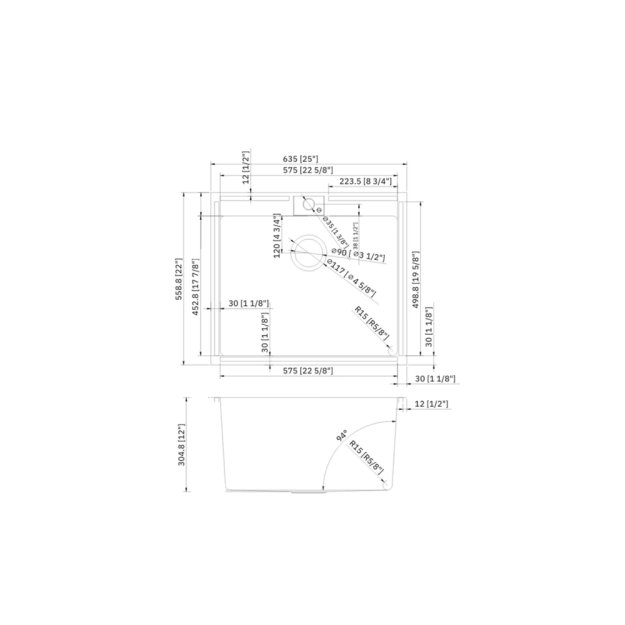 (image for) PELICAN PL-LS2522 16G Handmade 16 Gauge Stainless Steel Laundry Sink 25" x 22" x 12'' w/ Micro Radius Corners
