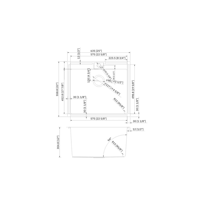 (image for) PELICAN PL-LS2522 16G Handmade 16 Gauge Stainless Steel Laundry Sink 25" x 22" x 12'' w/ Micro Radius Corners
