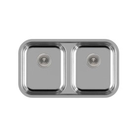 PELICAN PL-VL5050 18G Stainless Steel Low Divide Double Bowl Undermount Kitchen Sink 33'' x 22'' w/ 3 Holes