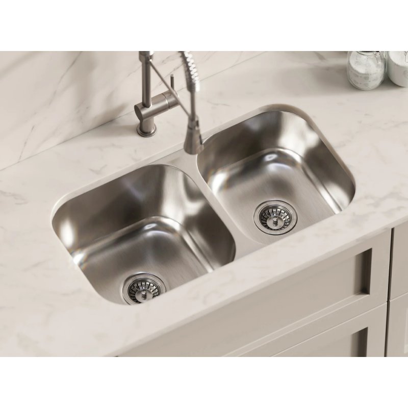 (image for) PELICAN PL-VP6040 18G Stainless Steel Double Bowl Undermount Kitchen Sink 32-1/8'' x 18"