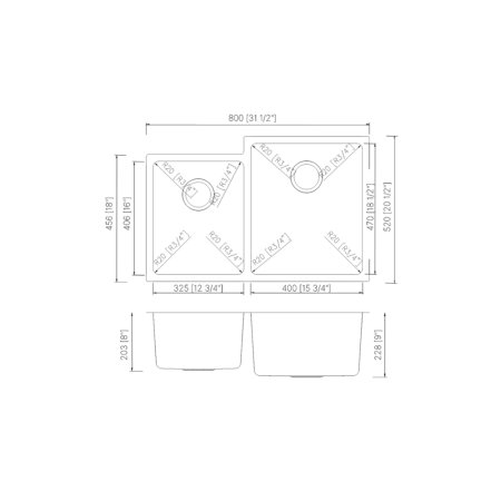 (image for) PELICAN PL-VR4060 R20 18 Gauge Stainless Steel Undermount Kitchen Sink 31 1/2'' x 20 1/2''' w/ Low Radius Corners