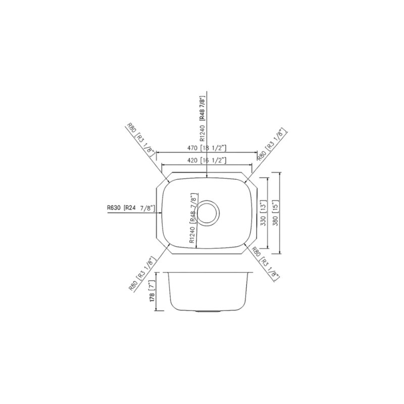 (image for) PELICAN PL-VS1815 18G Stainless Steel Single Bowl Undermount Kitchen Sink 18-1/2'' x 15''