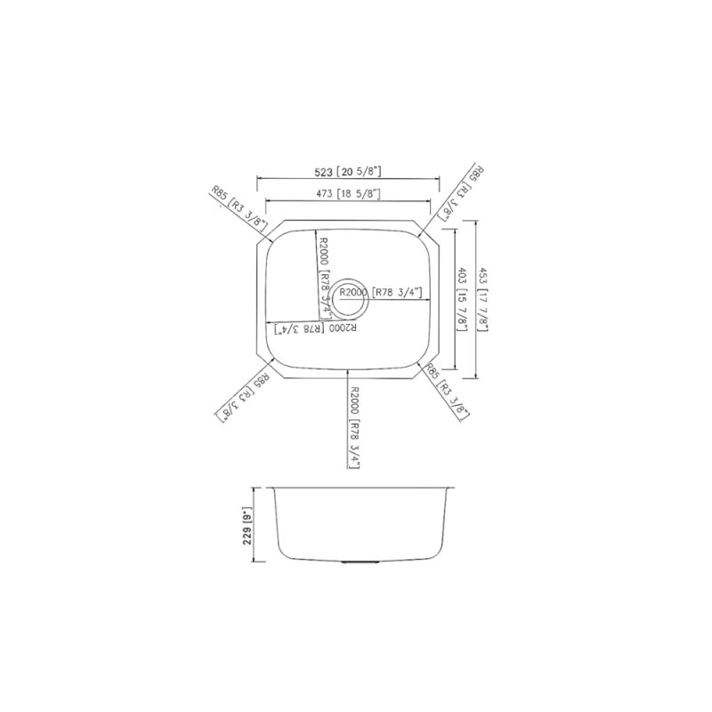 (image for) PELICAN PL-VS2118 18G Stainless Steel Single Bowl Undermount Kitchen Sink 20-5/8'' x 17-7/8''