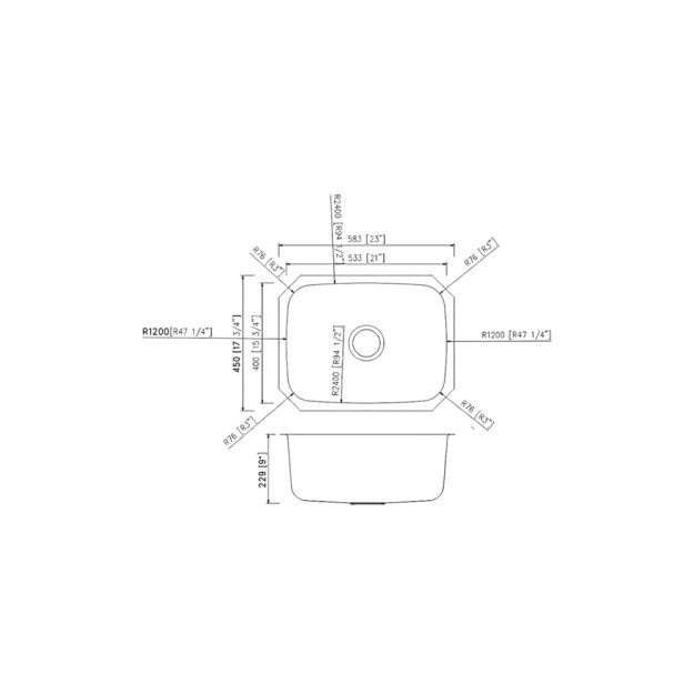 (image for) PELICAN PL-VS2318 18G Stainless Steel Single Bowl Undermount Kitchen Sink 23'' x 17-3/4''