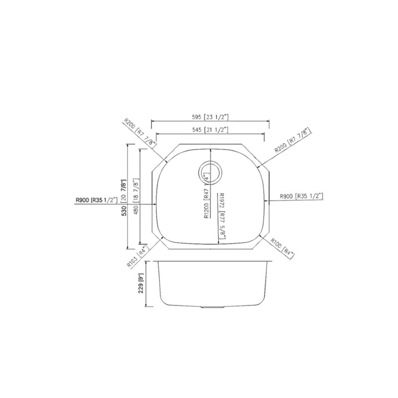 (image for) PELICAN PL-VS2321 18G Stainless Steel Single Bowl Undermount Kitchen D Sink 23-1/2'' x 21"