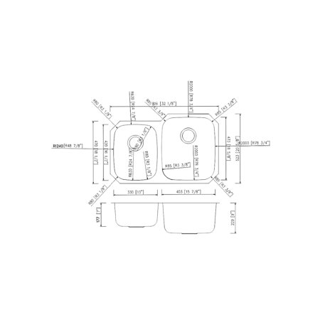 (image for) PELICAN PL-VS4060 18G Stainless Steel Double Bowl Undermount Kitchen Sink 32'' x 20-1/2"