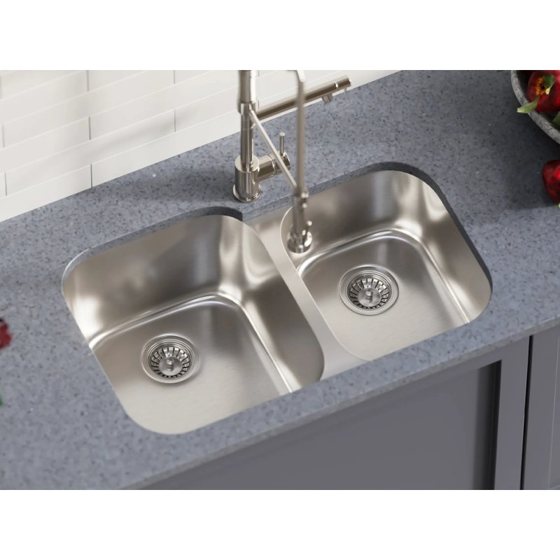 (image for) PELICAN PL-VS6040 18G Stainless Steel Double Bowl Undermount Kitchen Sink 32'' x 20-1/2"