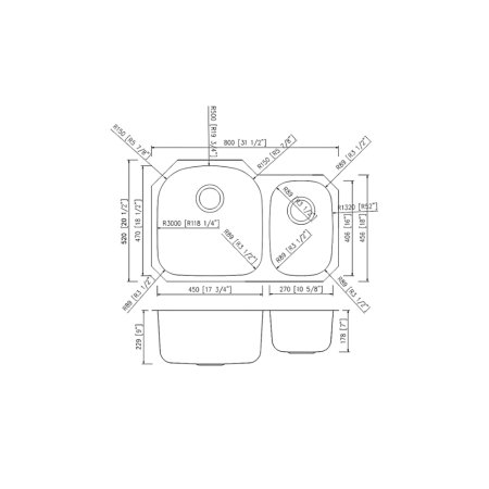 (image for) PELICAN PL-VS7030 18G Stainless Steel Double Bowl Undermount Kitchen Sink 31-1/2'' x 20-1/2''