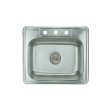 (image for) PELICAN PL-VT2522-3 18G Stainless Steel Single Bowl Topmount Kitchen Sink 25'' x 22'' w/ 3 Holes