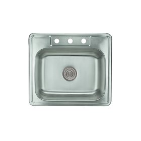 PELICAN PL-VT2522-3 18G Stainless Steel Single Bowl Topmount Kitchen Sink 25'' x 22'' w/ 3 Holes