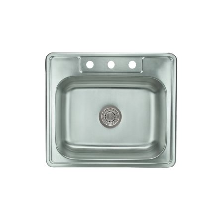 (image for) PELICAN PL-VT2522-3 18G Stainless Steel Single Bowl Topmount Kitchen Sink 25'' x 22'' w/ 3 Holes