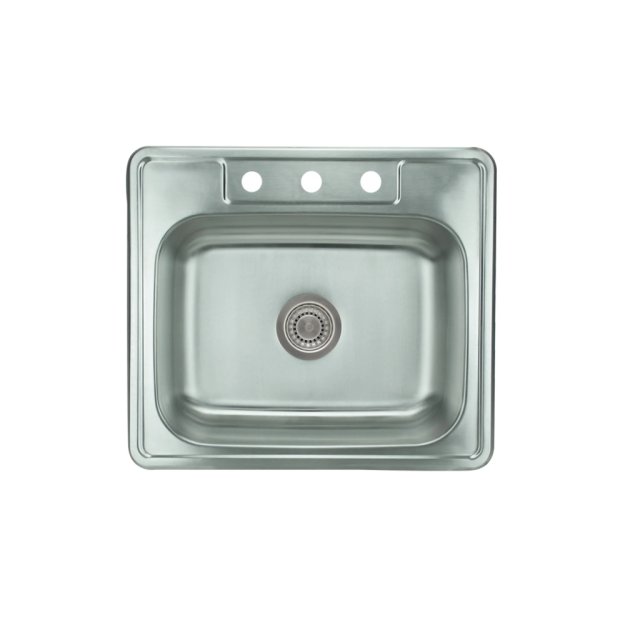 (image for) PELICAN PL-VT2522-3 18G Stainless Steel Single Bowl Topmount Kitchen Sink 25'' x 22'' w/ 3 Holes