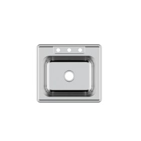 PELICAN PL-VT2522-3 18G Stainless Steel Single Bowl Topmount Kitchen Sink 25'' x 22'' w/ 3 Holes