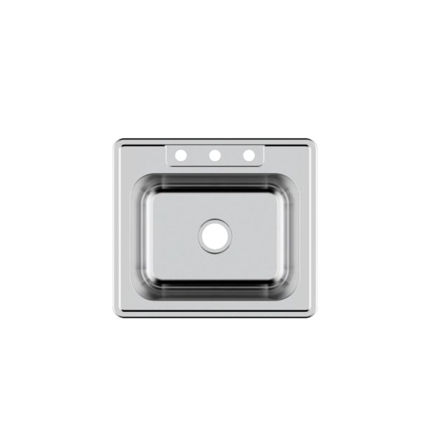 (image for) PELICAN PL-VT2522-3 18G Stainless Steel Single Bowl Topmount Kitchen Sink 25'' x 22'' w/ 3 Holes